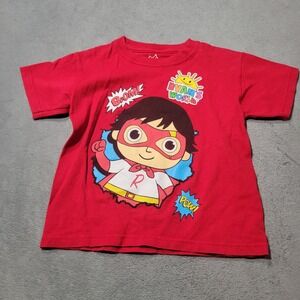 Ryan's World T-Shirt Boys 4T Red Titan Superhero Graphic Tee Short Sleeve Cotton